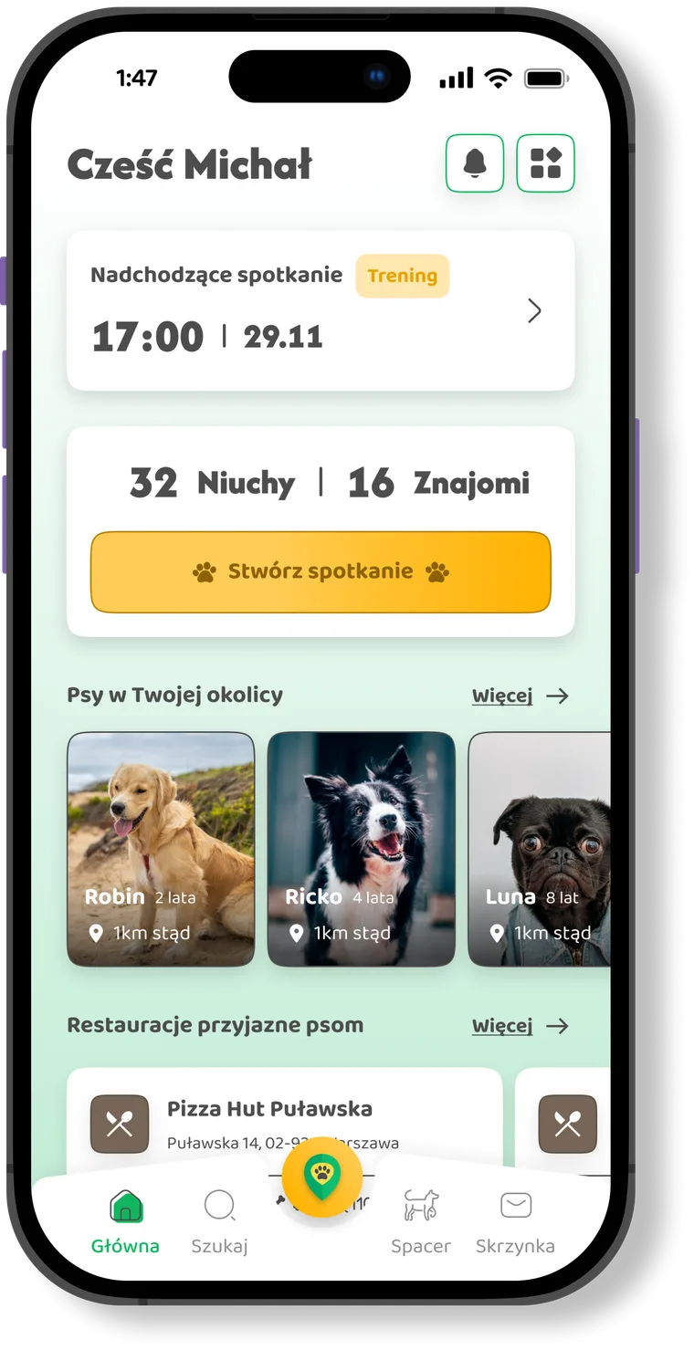 Der Startbildschirm der DOGOUT-App