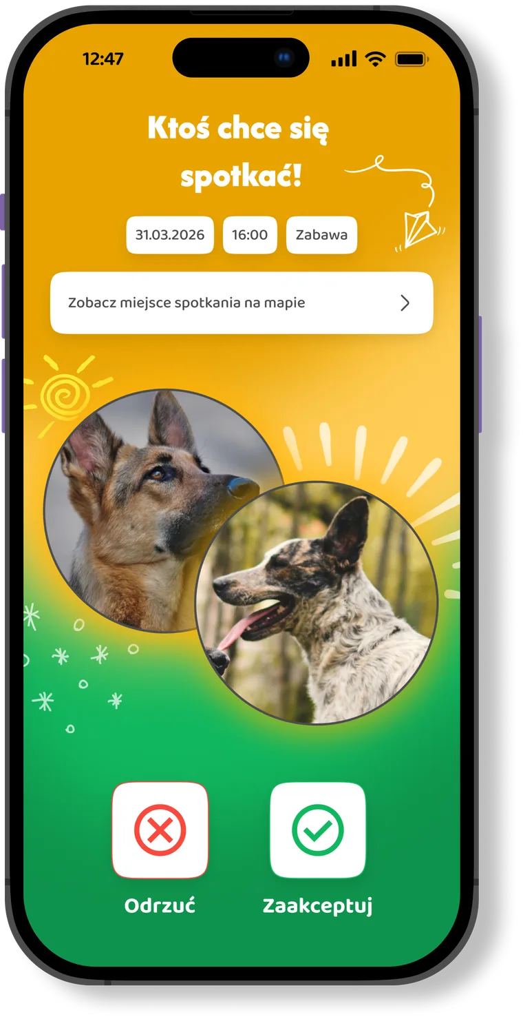 Der Einladungsbildschirm der DOGOUT-App