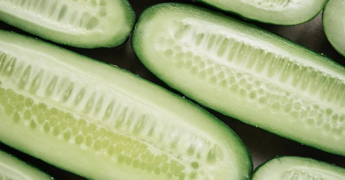 Fresh cucumbers cut in half