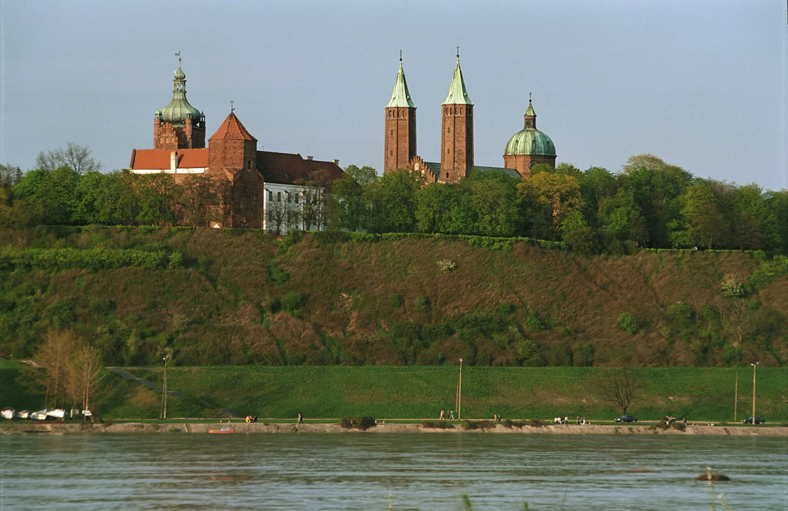 Tumskie Hill in Plock with the cathedral seen across the Vistula river