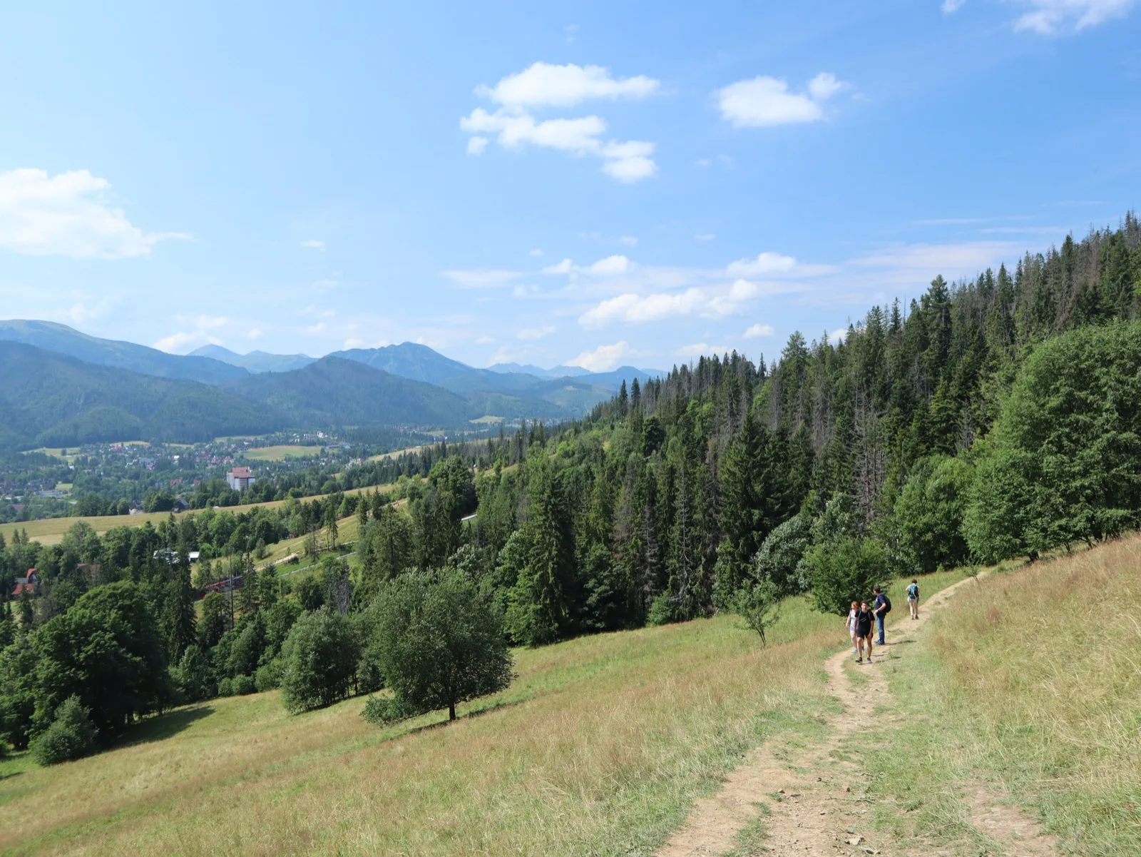 The summer trail from Zakopane up to Gubalowka, with the Tatra panorama and the town below