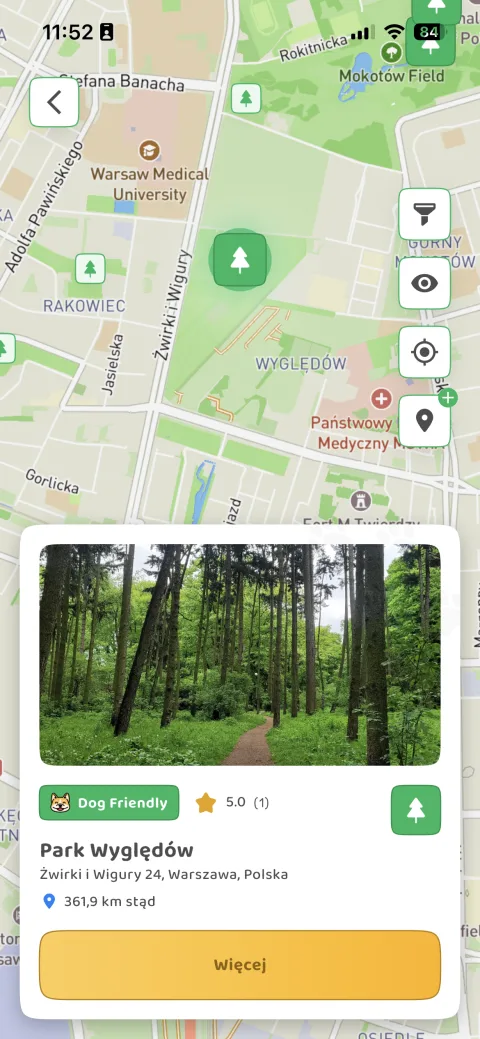 DOGOUT place card: Park Wyględów in Warsaw with a photo, rating and address added by an owner